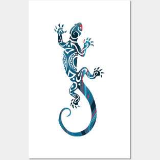 Ornate Gecko Colorful Lizard Illustration Posters and Art